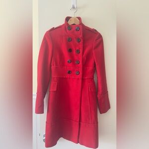 Mango Vibrant Red Double-Breasted Trench Coat